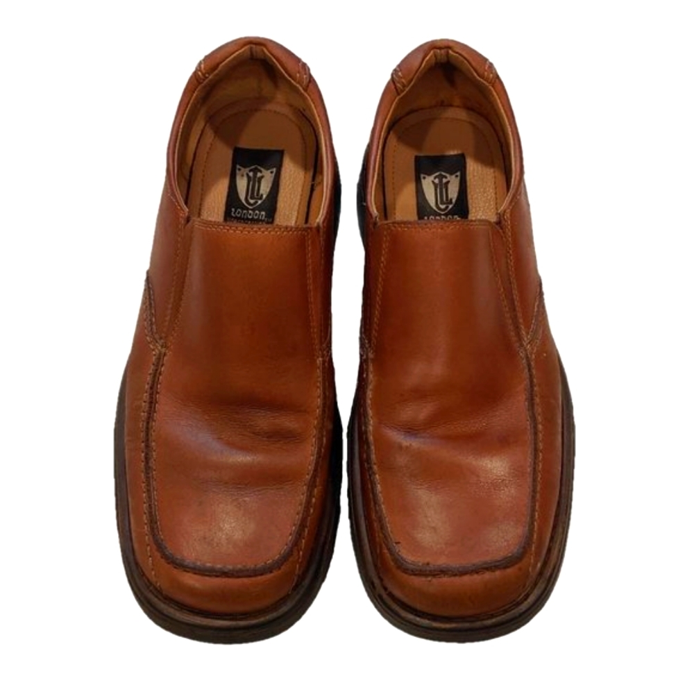 London Underground Philip Tan Leather Slip On Loafers Size 9.5